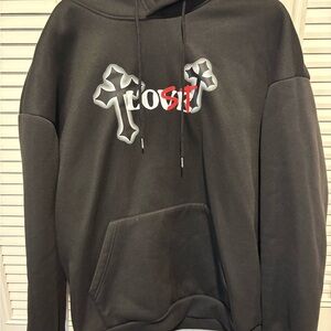 Ost Black Hoodie with Cross Design